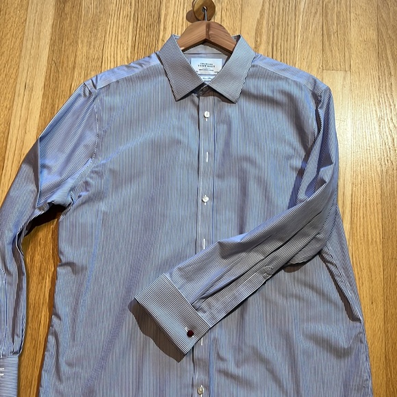 Blue Bengal Stripe Dress Shirt with French Cuffs - Picture 3 of 6